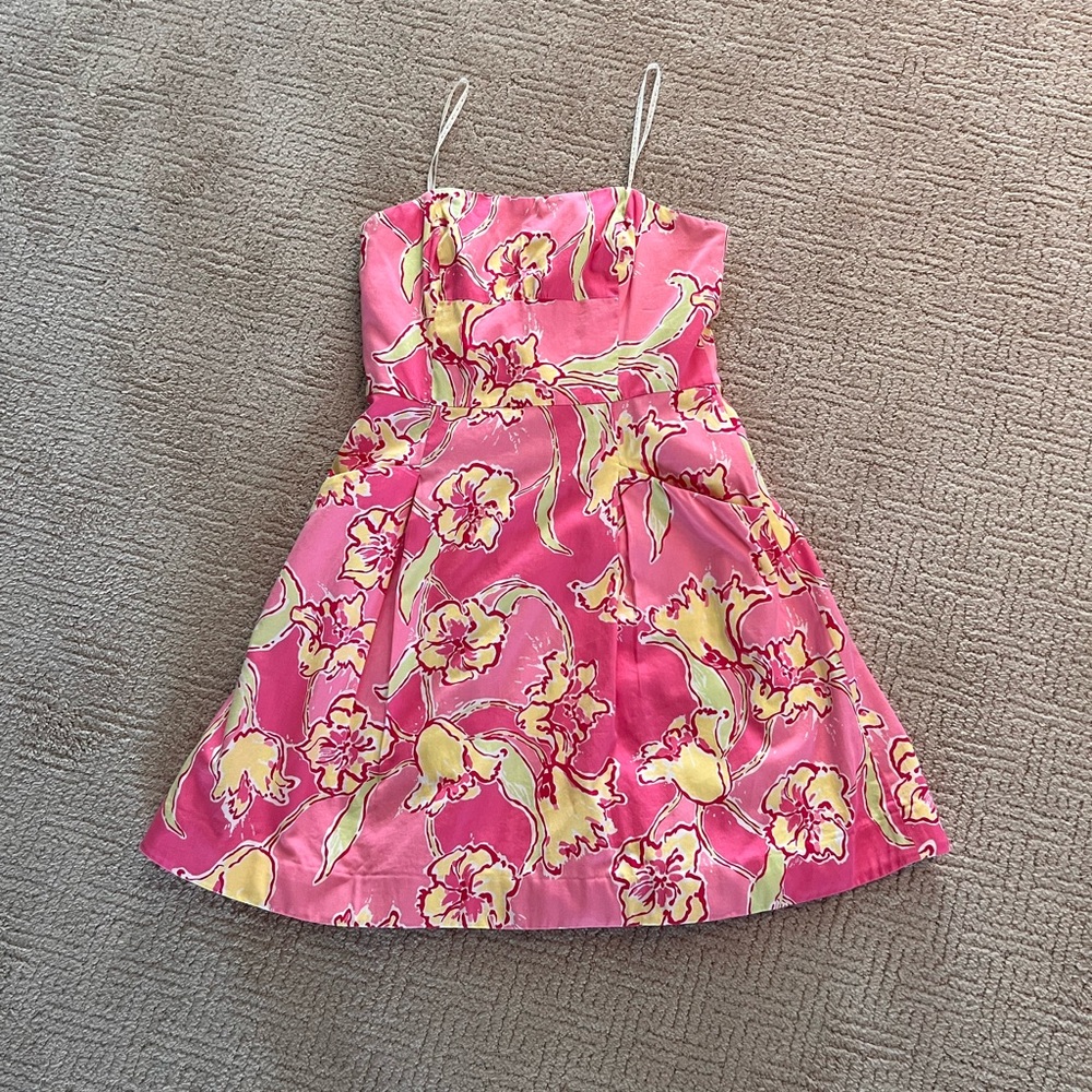 Lilly Pulitzer Blossom Hotty Pink Strapless Dress Size 6